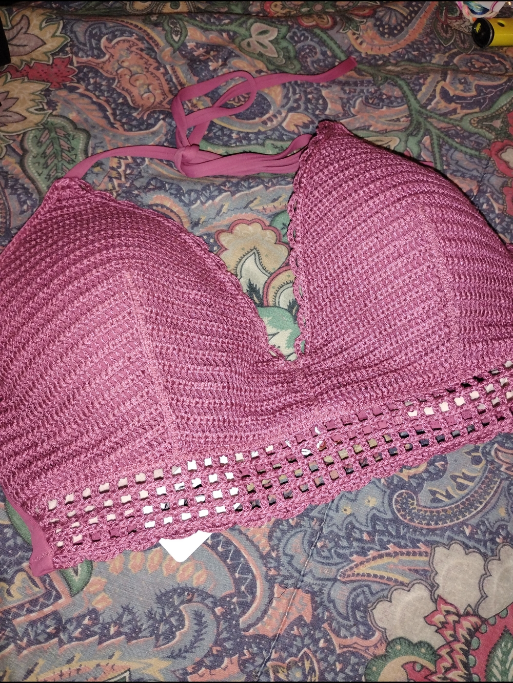 Shade & Shore -Light Lift Crochet Triangle Bikini Top